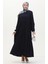 Bürümcük Kumaş Büzgülü Elbise 1048-02 Lacivert 2