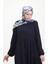 Bürümcük Kumaş Büzgülü Elbise 1048-02 Lacivert 3