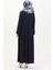 Bürümcük Kumaş Büzgülü Elbise 1048-02 Lacivert 5