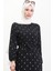 Çapa Desen Kuşaklı Elbise 0461-03 Siyah 3
