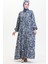 Desenli Viskon Elbise 0472-01 Lacivert 3