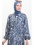 Desenli Viskon Elbise 0472-01 Lacivert 4