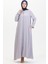 Kolu Lastikli Fermuarlı Ferace 0513-01 Gri 3