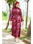 Kuşaklı Desenli Elbise 0454-01 Bordo 1