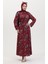 Kuşaklı Desenli Elbise 0454-01 Bordo 3