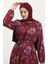 Kuşaklı Desenli Elbise 0454-01 Bordo 4