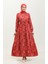 Karışık Desenli Elbise 0352-03 Bordo 2