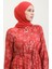 Karışık Desenli Elbise 0352-03 Bordo 4