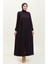 Piliseli Fermuarlı Ferace 5004-04 Mürdüm 1