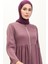 Büzgülü Fermuarlı Ferace 0695-04 Koyu Lila 3