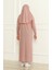 Tek Parça Başörtülü Pratik Çocuk Namaz Elbisesi 1985-06 Pudra 4