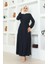 Bürümcük Kumaş Kuşaklı Ferace 1019-06 Lacivert 3