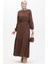 Kuşaklı Elbise 0512-06 Kahverengi 1