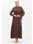 Kuşaklı Elbise 0512-06 Kahverengi 3