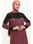 Kazayağı Desenli Elbise 0183-02 Siyah Pembe 3