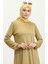 Sade Kol Ucu Lastikli Krep Tunik 8709-04 Safran Renk 3