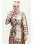 Alisa Farbalı Kuşaklı Viskon Elbise 4599G-03 Hardal Vizon 4