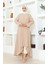Bürümcük Kumaş Asimetrik Kesim Uzun Tunik 1034-06 Vizon 1
