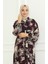 Desenli Viskon Elbise 0466-02 Mor 4