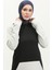 Kapüşonlu Sweatshirt 23071-06 Siyah Ekru 3