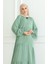 Kolu Lastikli Düğmeli Elbise 0463-08 Çağla Yeşili 3