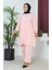 Büyük Beden Bürümcük Tunik Pantolon Ikili Takım 2608-08 Pudra 3