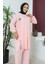 Büyük Beden Bürümcük Tunik Pantolon Ikili Takım 2608-08 Pudra 4