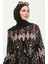 Hüma Desenli Viskon Elbise 0360-05 Siyah 3