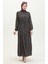 Desenli Viskon Elbise 0419-05 Siyah 2