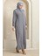Yandan Taş Desen Ferace 0464-06 Gri 3