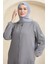 Yandan Taş Desen Ferace 0464-06 Gri 4