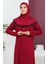 Başörtülü Viskon Namaz Elbisesi 4485-01 Bordo 4