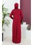Başörtülü Viskon Namaz Elbisesi 4485-01 Bordo 5