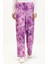 Desenli Bol Paça Pantolon 8603-01 Açık Mor 2