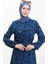 Desenli Kuşaklı Viskon Elbise 0469-07 Saks 3