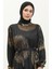 Dijital Baskılı Elbise 0262-02 Lacivert Sarı 3