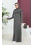 Desenli Viskon Namaz Elbisesi 4487E-02 Siyah 3