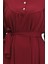 Düğmeli Kuşaklı Elbise 0462-03 Bordo 5