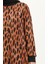 Ribanalı Leopar Desenli Vual Elbise 0101-01 Kiremit Siyah 4