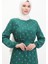 Çapa Desen Kuşaklı Elbise 0461-04 Zümrüt Yeşili 4