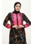 Desenli Viskon Elbise 0188-03 Siyah 3