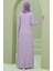 Beli Büzgülü Cepli Elbise 3304-06 Lila 3