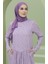 Beli Büzgülü Cepli Elbise 3304-06 Lila 4