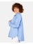 Mavi Beyaz Çizgili Oversize Poplin Kadın Gömlek 5