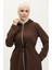 Azra Kapüşonlu Beli Büzgülü Kap 0328-02 Kahverengi 3