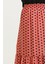Puantiye Desenli Büzgülü Vual Etek 0343C-04 Nar Çiçeği 4