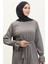 Kolları Volanlı Kuşaklı Elbise 0304-05 Gri 3