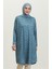Rahat Kesim Desenli Tunik 8711-01 Petrol Mavisi 1