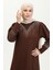 Taş Baskılı Elbise 0406-07 Koyu Kahverengi 4