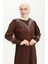 Taş Baskılı Elbise 0406-07 Koyu Kahverengi 5